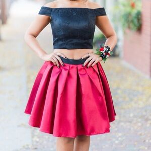 Black and maroon two piece Formal/Prom dress